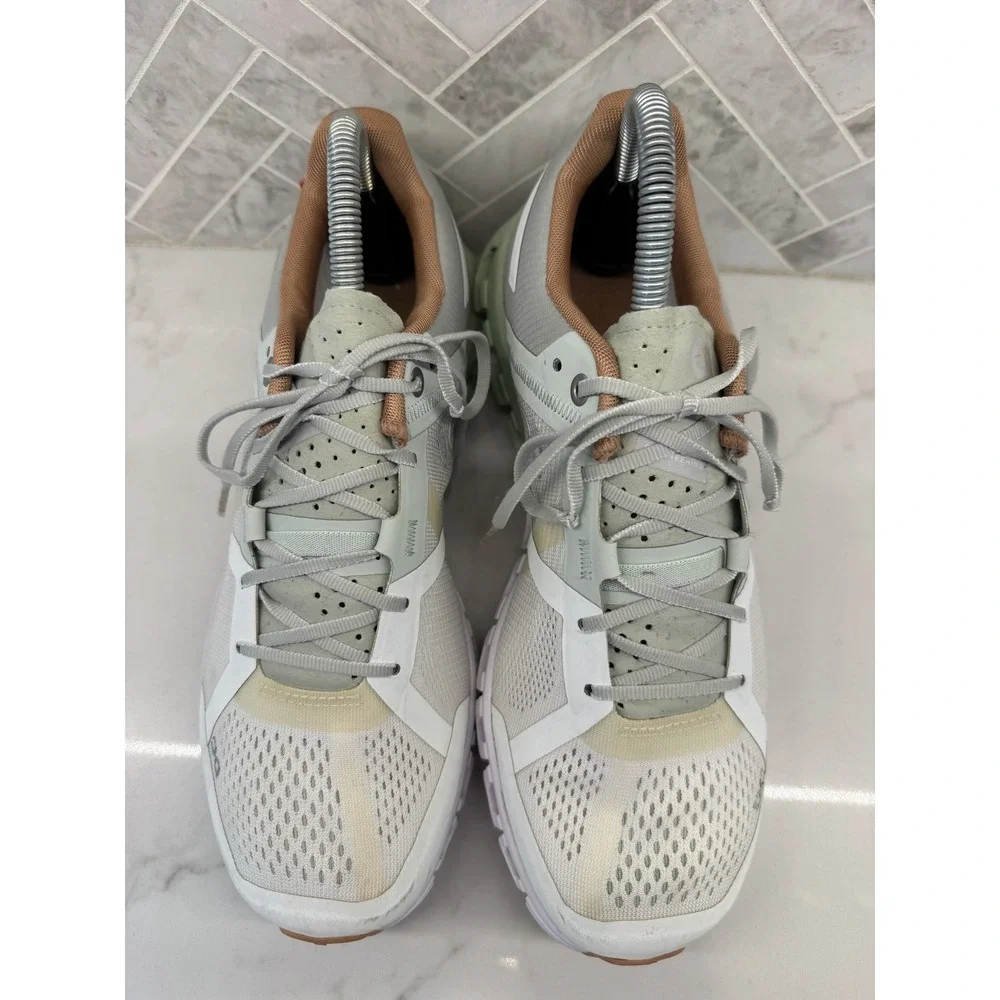 On Cloud Cloudflow Running Shoes Womens 8.5 Aloe White Mesh Athletic Sneakers